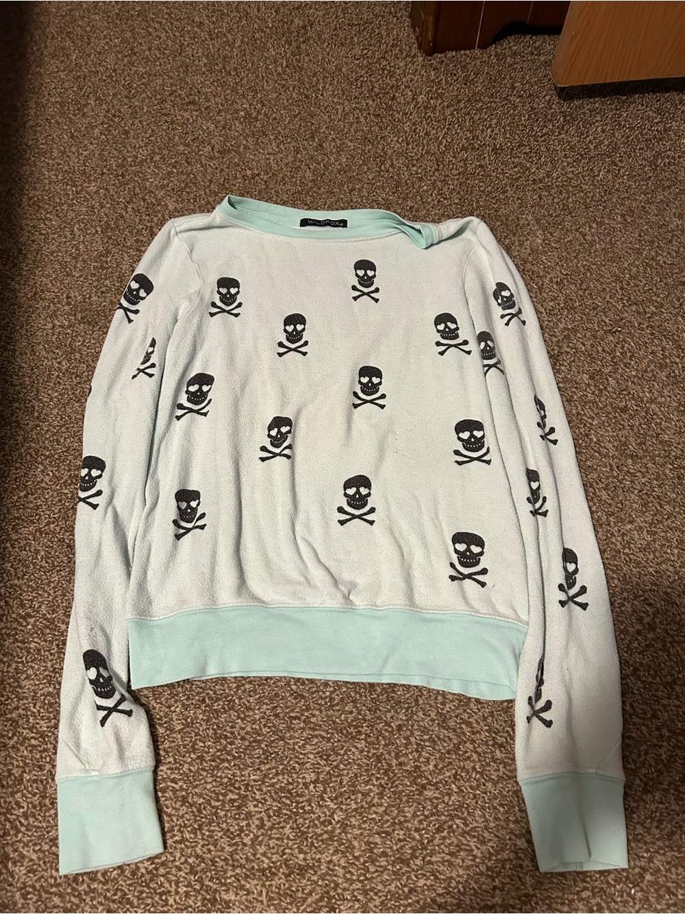 Wildfox Mint Crewneck Top with Black Logo Tag
